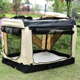 Large Foldable Travel Pet Carrier Bag with Pockets in Beige www.gmtpet.cn