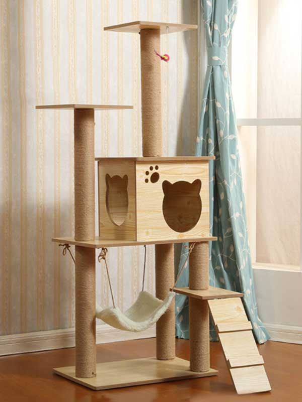 Novo produto por atacado de madeira maciça para gatos, árvore de estimação, estrutura de escalada para gatos 06-1154 www.gmtpet.cn