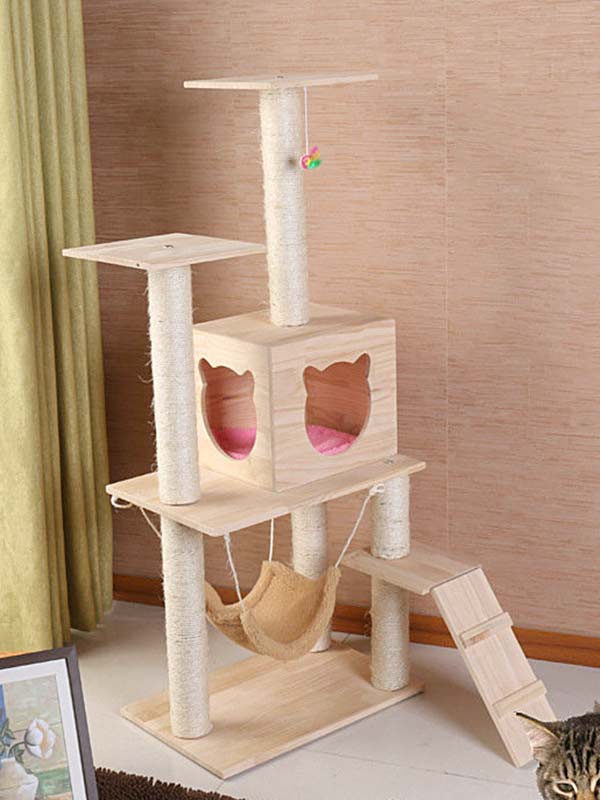 Árvore de madeira para gatos OEM – sala para gatos com estrutura de escalada para gatos 06-1160 www.gmtpet.cn