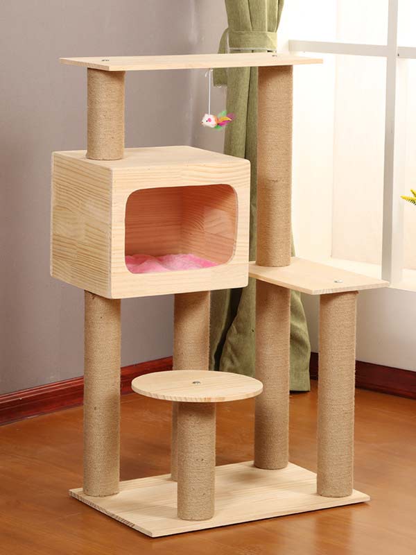 Melhor gato árvore pinho corda de cânhamo coluna escada gato casa quente brinquedo para gato 06-1165 www.gmtpet.cn