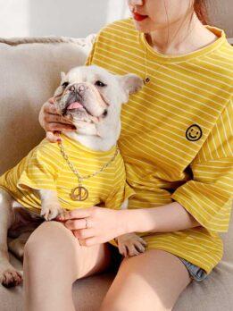 Pet Factory OEM оптовая продажа летняя толстовка с капюшоном для собак корейская версия щенок родитель-ребенок Тедди полосатая хлопковая футболка 06-0291 www.gmtpet.cn