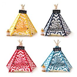 Dog Bed Tent: Multi-color Pet Show Tent Portable Outdoor Play Cotton Canvas Teepee 06-0941 www.gmtpet.cn