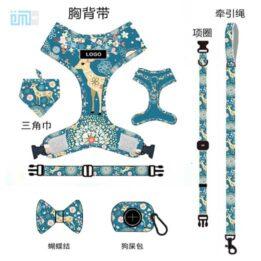 Pet harness factory new dog leash vest-style printed dog harness set small and medium-sized dog leash 109-0003 www.gmtpet.cn