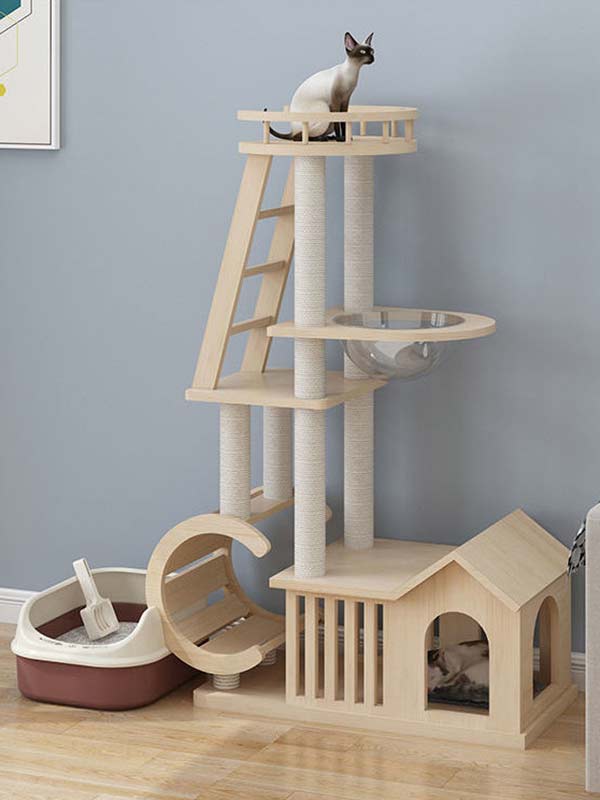 Condomínios para gatos por atacado | Torre Cat OEM | Árvore de gato legal de madeira maciça 105-216 www.gmtpet.cn