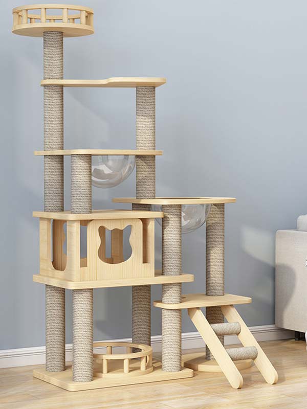 atacado-pinho-madeira maciça-placa multicamadas-cat-tree-cat-tower-cat-escalada-frame-105-217 www.gmtpet.cn