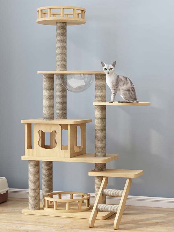 atacado-pinho-madeira maciça-placa multicamadas-cat-tree-cat-tower-cat-escalada-frame-105-218 www.gmtpet.cn
