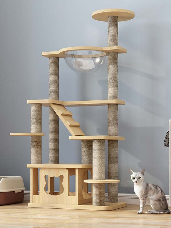 atacado-pinho-madeira maciça-placa multicamadas-gato-árvore-torre-gato-quadro de escalada para gatos-105-219 www.gmtpet.cn