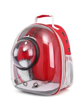 Transparent red pet cat backpack with hood 103-45034 www.gmtpet.cn