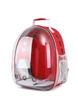 Transparent red pet cat backpack with side opening 103-45052 www.gmtpet.cn