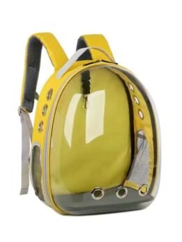Transparent yellow pet cat backpack with side opening 103-45056 www.gmtpet.cn